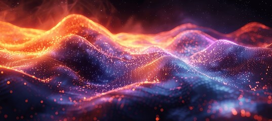 Fototapeta premium Colorful Sound Waves Data Visualization in Low Poly Style