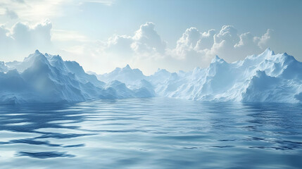 Snowy Mountains and Calm Water 3D Illustration