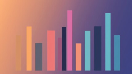 Fototapeta premium Abstract Bar Graph Illustration with Vibrant Colors on a Gradient Background for Data Visualization and Creative Design Projects