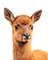 Fototapeta premium Mystic portrait of baby Elk, copy space on right side, Headshot, Close-up View, isolated on white background