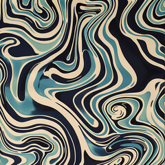 Abstract waves in soothing shades of blue and cream create a fluid and dynamic pattern, perfect for modern decor.
