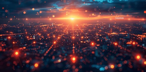 Obraz premium Global Network Connectivity Concept, Data Transfer and Digital Communication, Cyber Technology and Information Exchange