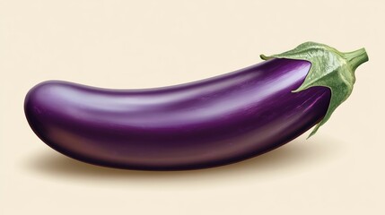 Fresh Purple Eggplant with Green Stem