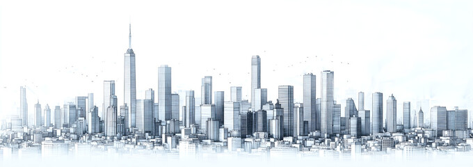 simple line drawing of the skyline of a metropolitan city