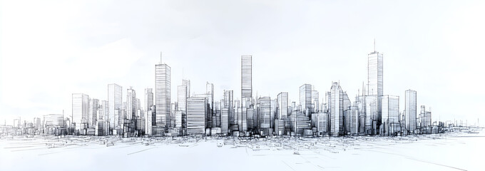 simple line drawing of the skyline of a metropolitan city