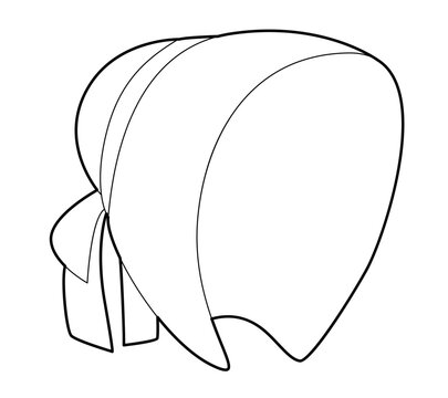 recommend clip art: Bonnet Hat. Victorian Head Fashion accessory cap clothing technical illustration. Vector headgear for Men, women, unisex style, flat template CAD mockup sketch outline isolated
