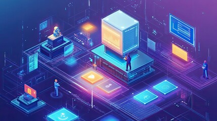Digital Network with Servers and People Interacting