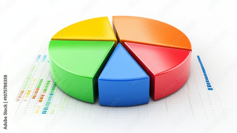 Aufkleber Colorful Pie Chart on a White Background Representing Data Analysis and Visualization for Business Reports and Presentations