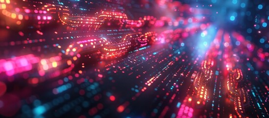 Fototapeta premium Abstract colorful glowing digital technology background with bokeh effect.