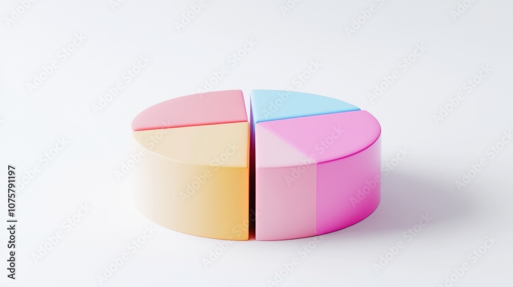 Aufkleber Colorful pie chart segments on a clean white background for business presentations and data visualization in modern design aesthetics and educational concepts