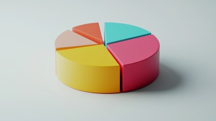 Obraz premium Colorful and Modern Pie Chart Representation for Business Presentations and Statistical Analysis in Various Fields of Research and Data Visualization Trends
