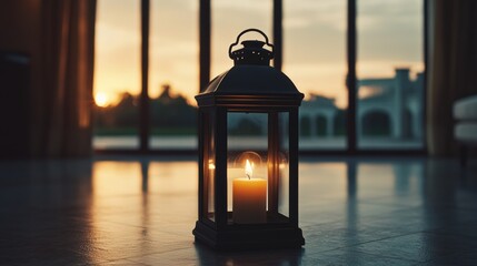 Candlelight Lantern in a Sunset Glow