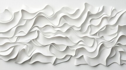 Abstract White Paper Texture   Wavy 3D Design for Minimalist Backgrounds