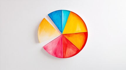 Obraz premium Colorful Pie Chart on White Background Representing Data Segmentation and Analysis in Modern Business Environments Ideal for Infographics and Presentations