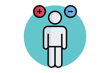 Attitude icon. colored outline icon style. person with minus and plus. icon related to motivation. success elements vector illustration