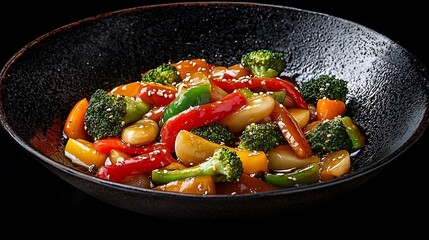 Vibrant Vegetable Stir Fry in Wok Showcasing Colorful and Healthy Fresh Produce Like Bell Peppers Broccoli and Carrots to Highlight the Benefits of a Nutritious Plant Based Meal