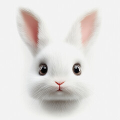 Obraz premium Adorable 3D Illustration of a Cute White Rabbit Portrait Isolated on a Soft White Background for Use in Animal-Themed Designs and Projects