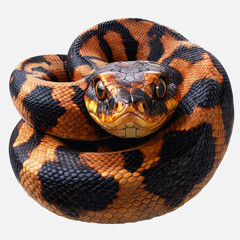 Obraz premium Stunning Illustration of an Exotic Snake, Captured in Vibrant Colors and Intricate Details, Isolated on a Clean White Background for Versatile Use