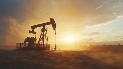 Naklejka premium shadow at sunset crude oil industry petroleum production 3d background 