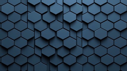 Naklejka premium Abstract Geometric Hexagon Pattern Dark Blue 3D Background