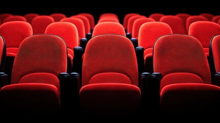 Empty Red Seats in a Dark Theater  Cinema  Auditorium Seating  Movie Night  Entertainment