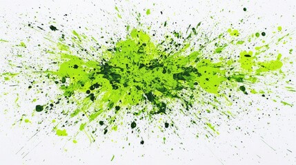 Naklejka premium Vibrant Green Paint Splash on White Canvas