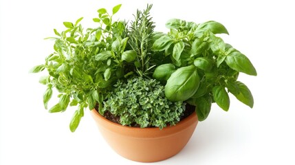 Fresh Herb Garden in Clay Pot