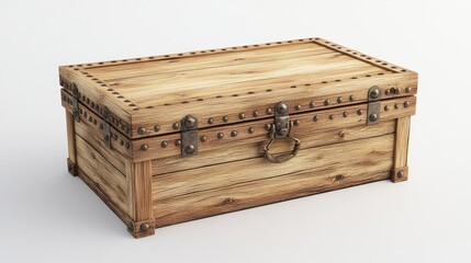 Rustic Wooden Treasure Box with Metal Fasteners