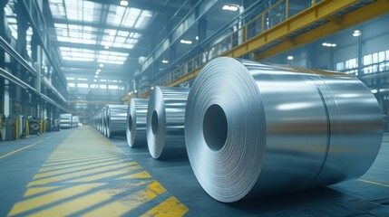 Metal Rolls in a Factory Setting