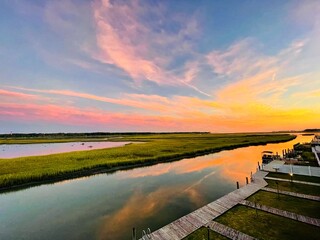 sunset over the river