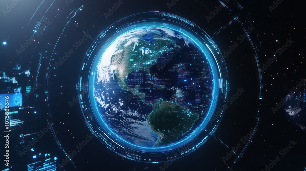 Wall mural digital globe futuristic concept