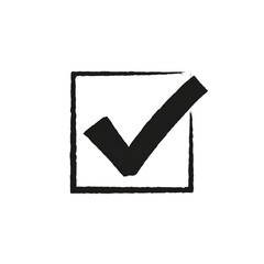 Check mark or tick sign in box. Check mark icon isolated on transparent background.