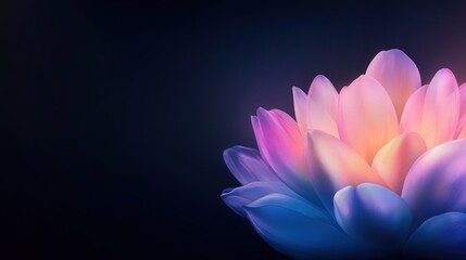 Iridescent Lotus Flower Close Up  Pink  Blue  Purple  Dark Background