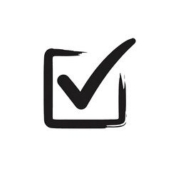 Check mark or tick sign in box. Check mark icon isolated on transparent background.