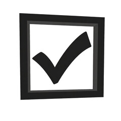 Check mark or tick sign in box. Check mark icon isolated on transparent background.