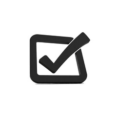 Check mark or tick sign in box. Check mark icon isolated on transparent background.