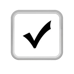 Check mark or tick sign in box. Check mark icon isolated on transparent background.
