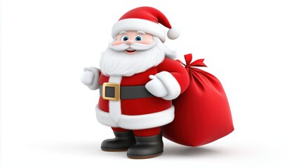 3D render of Santa Claus carrying gift sack