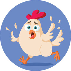 Obraz premium Vector Hen Character Running Away Vector Cartoon. Farm animal feeling panicked and shocked acting stressed out 