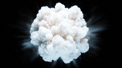 Dramatic White Smoke Explosion Isolated on Black Background