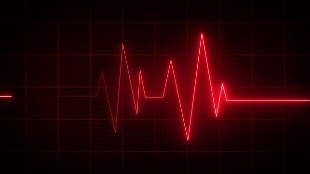 Cardiogram heartbeat pulse rate neon glowing video animation. Emergency ekg monitoring. loop motion animate 4k video footage. Abstract heartbeat.