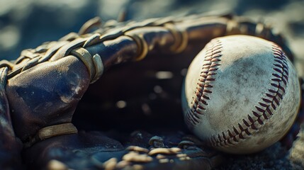 Fototapeta premium Vintage Baseball Glove and Ball