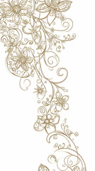 A vertical border design featuring a stylized floral motif in a soft brown color.