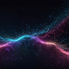 Futuristic Neon Light Trails in Abstract Digital Space