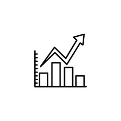 Bar Graph with trendline line icon. vector Bar chart and arrow illustration for web and app..eps