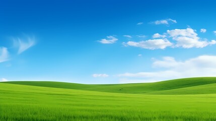 Obraz premium digital technology blue sky grass landscape poster background with generative
