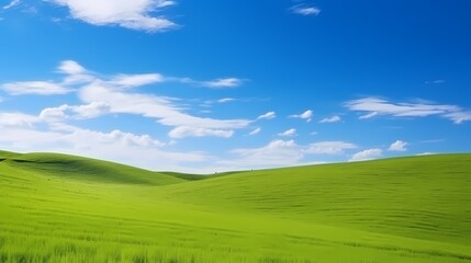 Obraz premium digital technology blue sky grass landscape poster background with generative