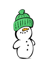 Schneemann mit Pudelmütze