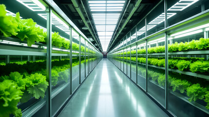 A Modern Corridor Combining Transparent Rooms for Innovative Rack Cultivation and Visitor Insight into Sustainable Agriculture
