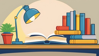 illustration of a book and books
